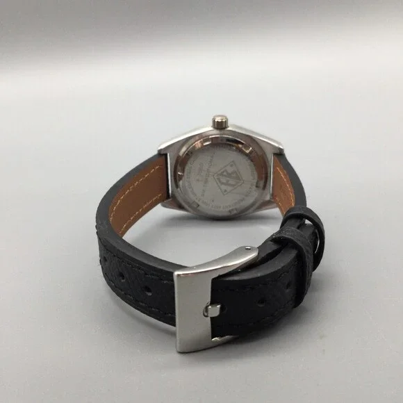 Eddie Bauer Womens Watch 29mm Silver Dial Black Leather 3560 New Battery - Picture 7 of 14